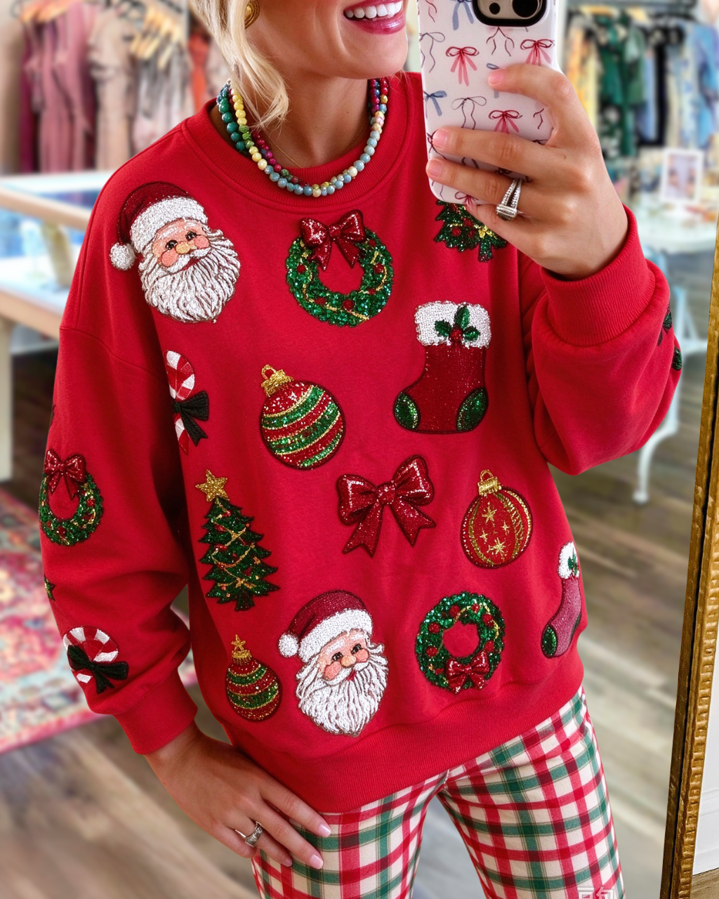 Christmas-Themed Sequin Pullover