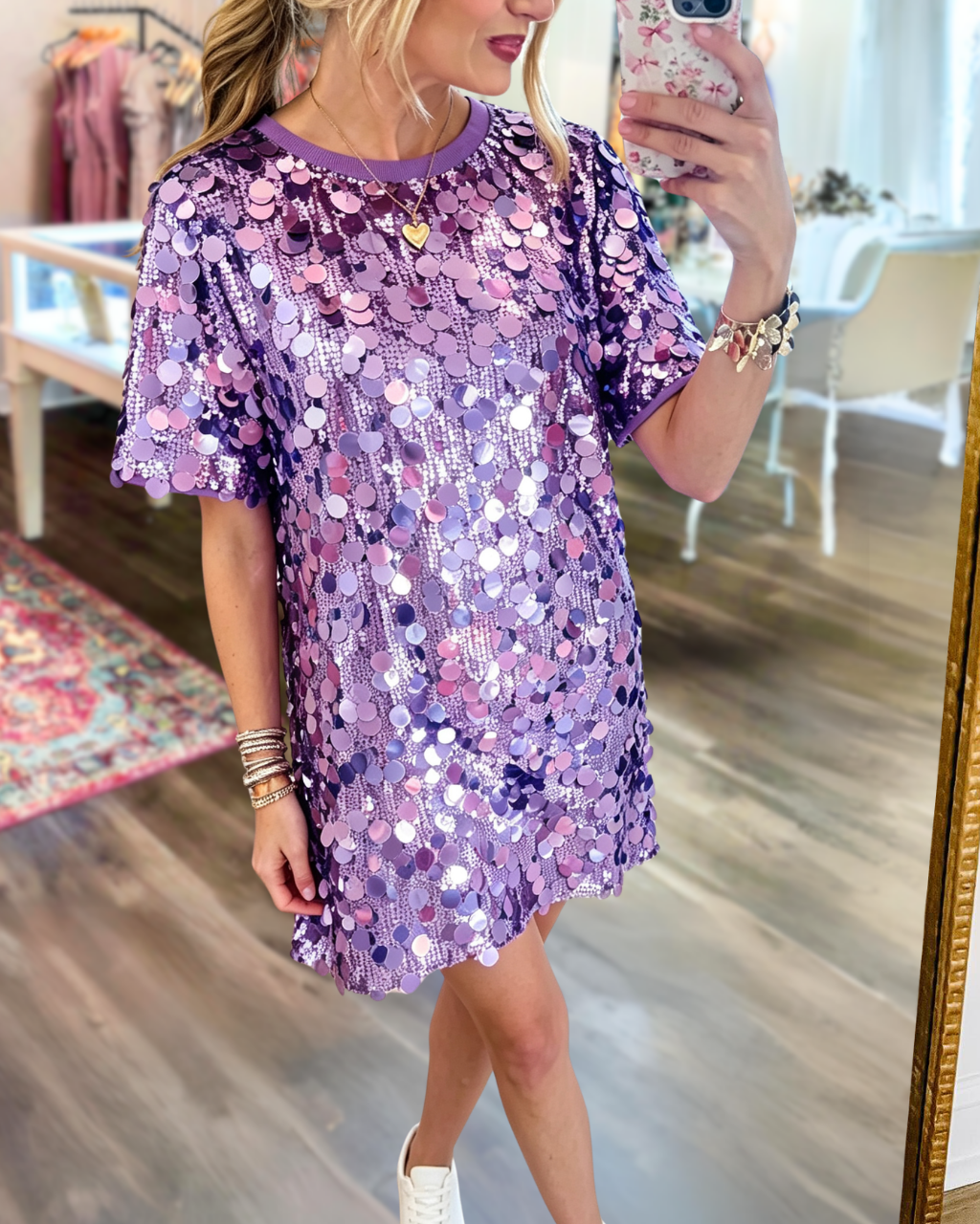Sparkly Sequin T-shirt Dress