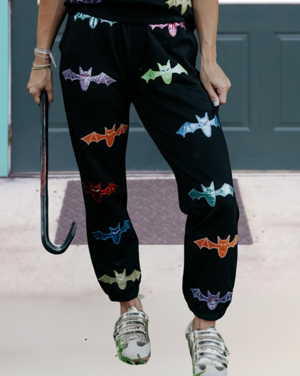 Colorful Bat Sequined Pants