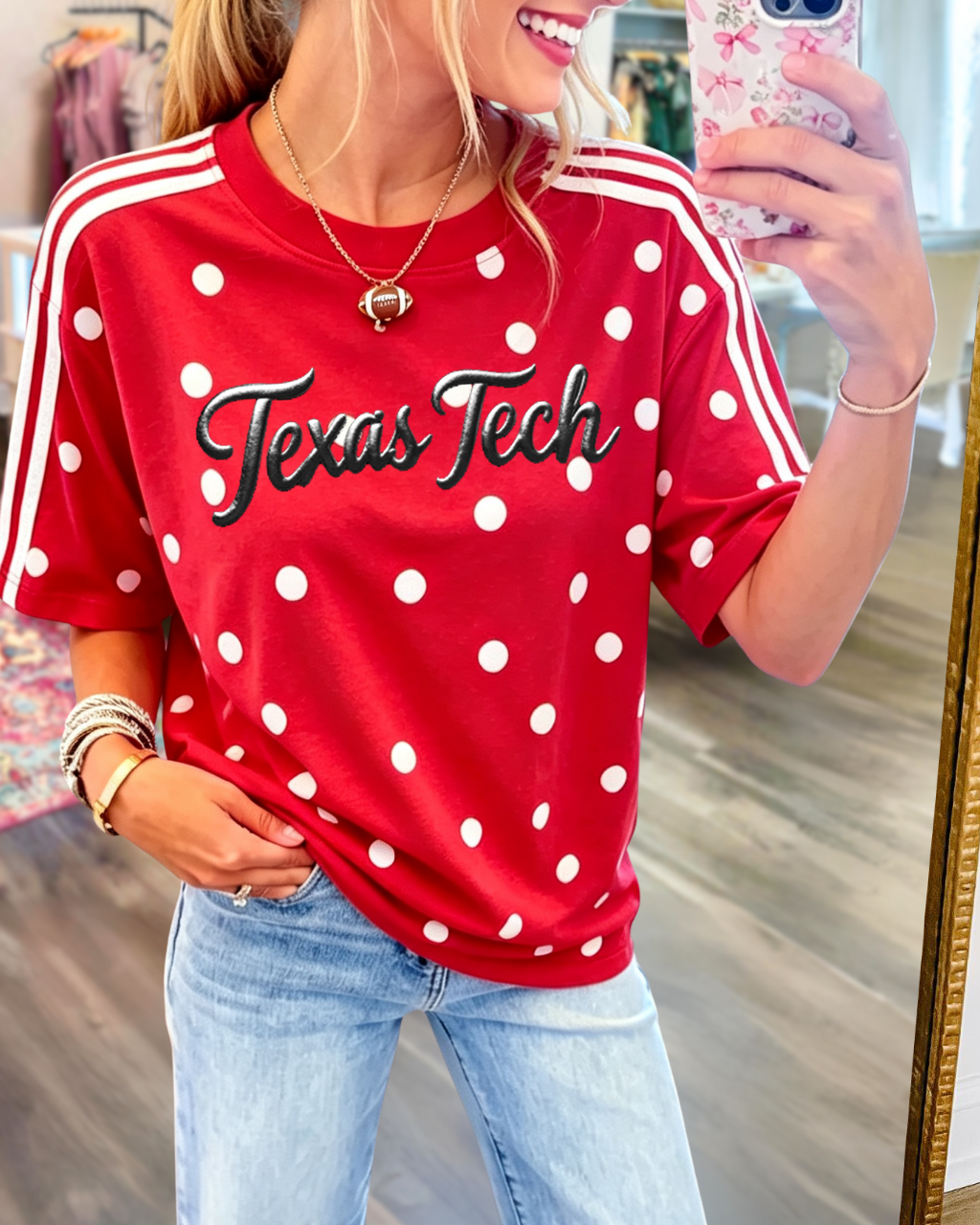 Match Day Embroidered Polka dot T-shirt