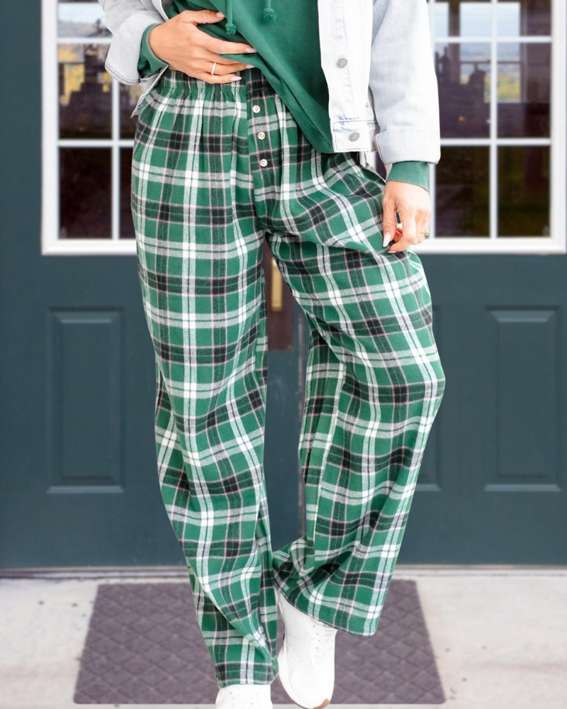 Trendy Plaid Wide-Leg Pants