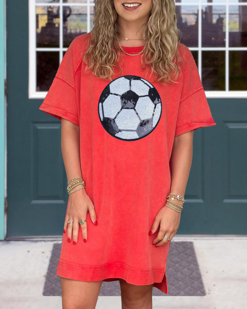 Football Sequined Roundneck Dress