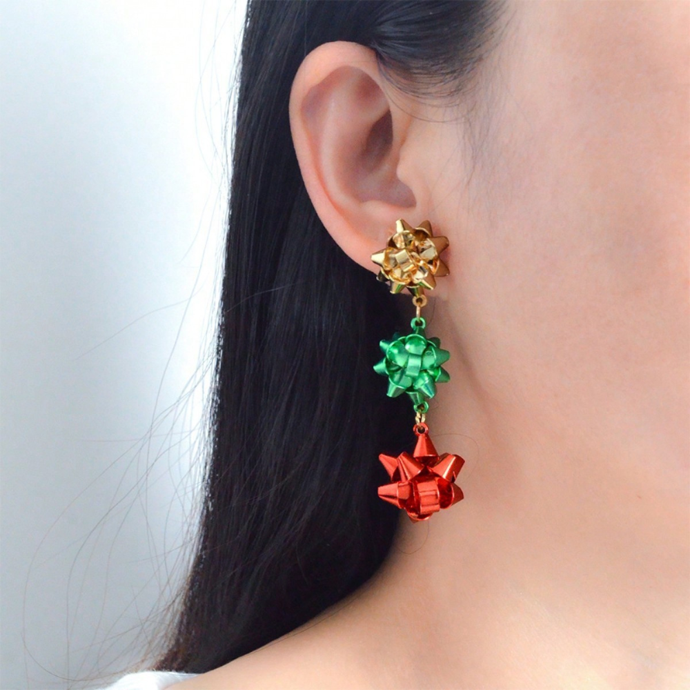 Fun Christmas Trim Metal Earrings