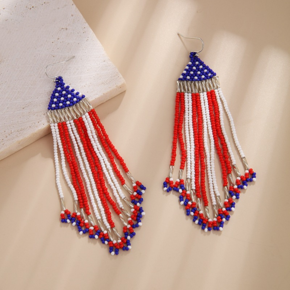 US Striped Flag Bead Earrings