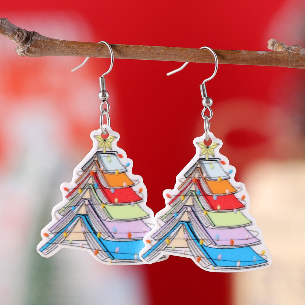 Christmas Tree Book Earrings