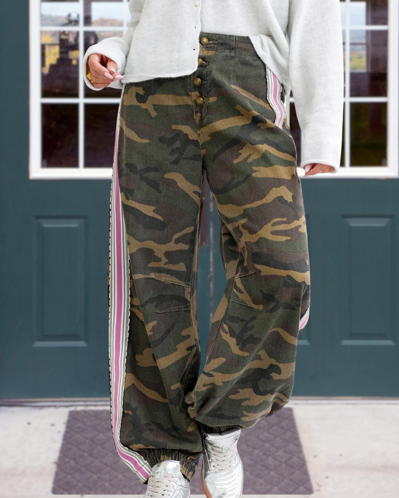 Chic Camouflage Striped Pants