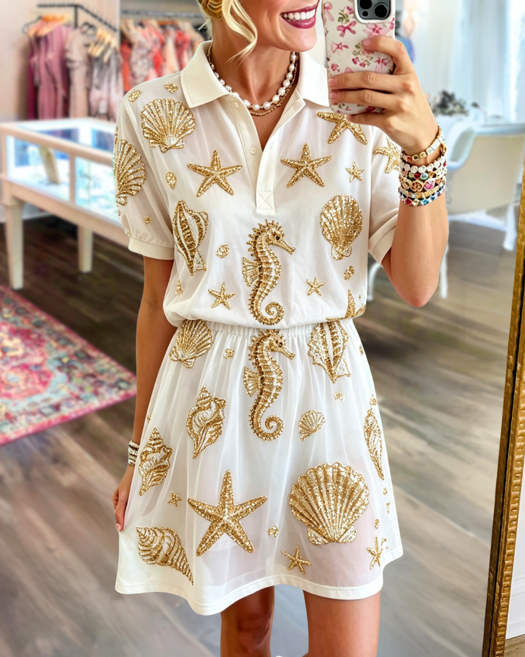 Vacation Beach Marine Life Sequin Dress