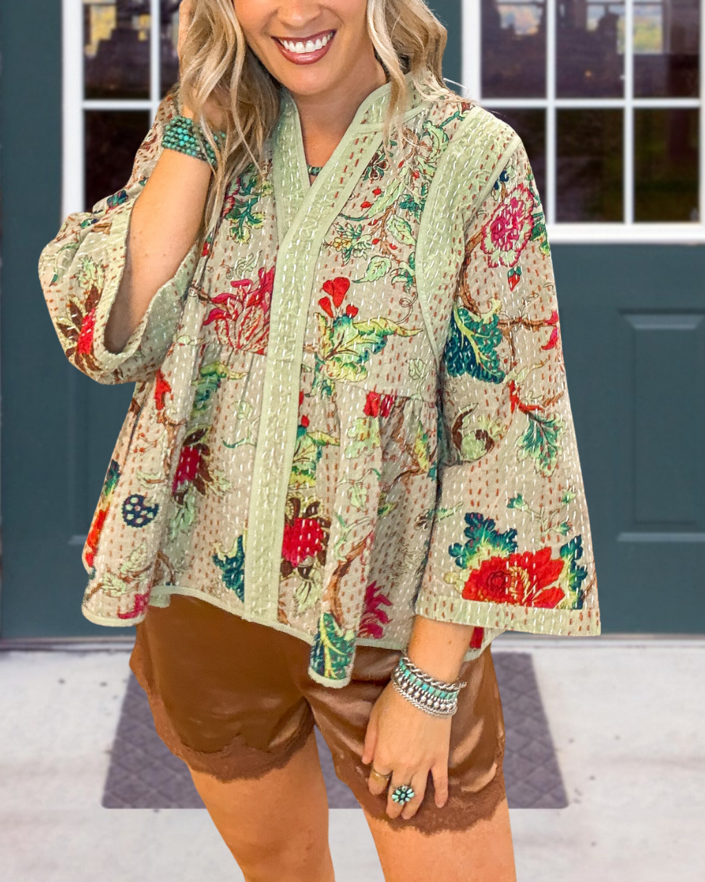 Vintage Style Floral Ruffled Top