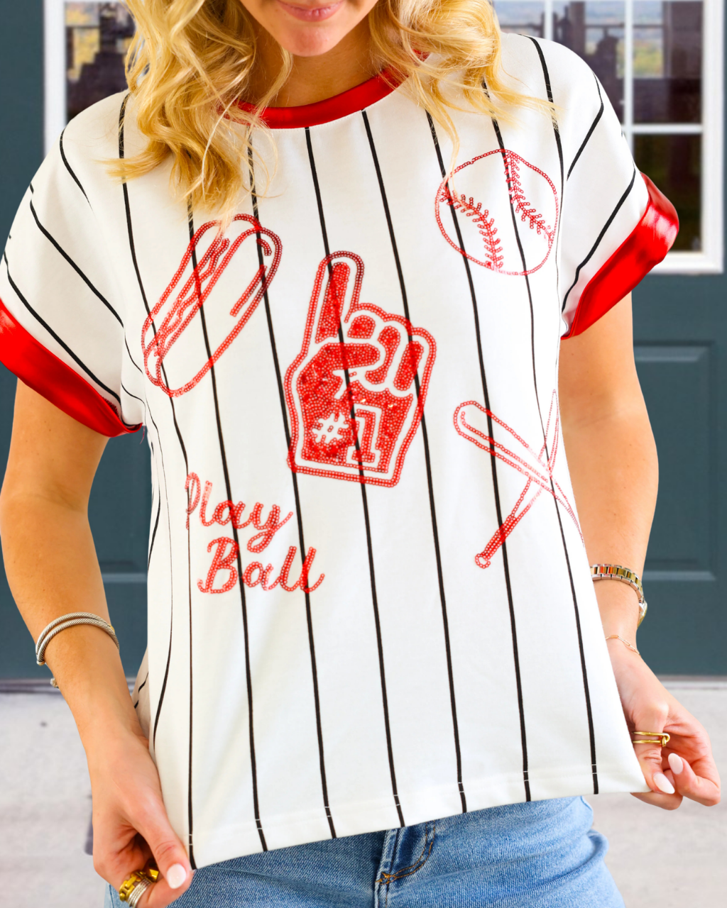 Flashing Baseball Striped T-shirt
