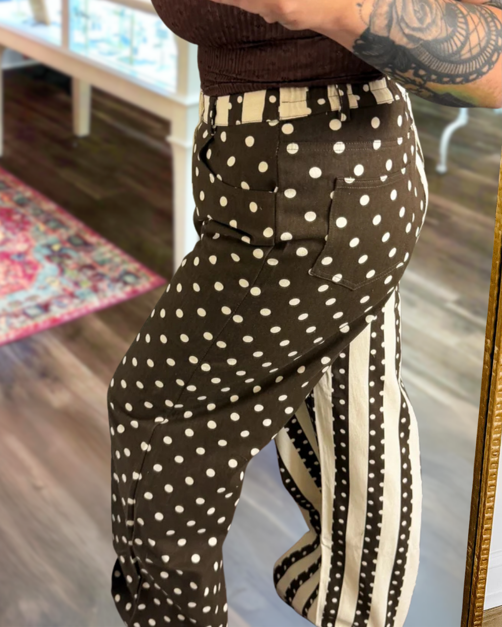 Unique Polka Dot Striped Pants