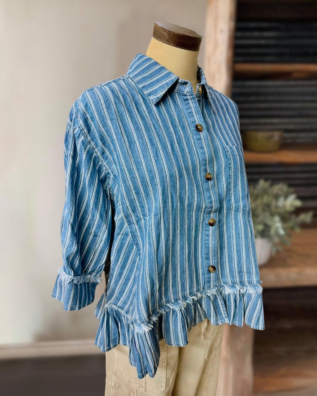 Stylish Striped Denim Shirt