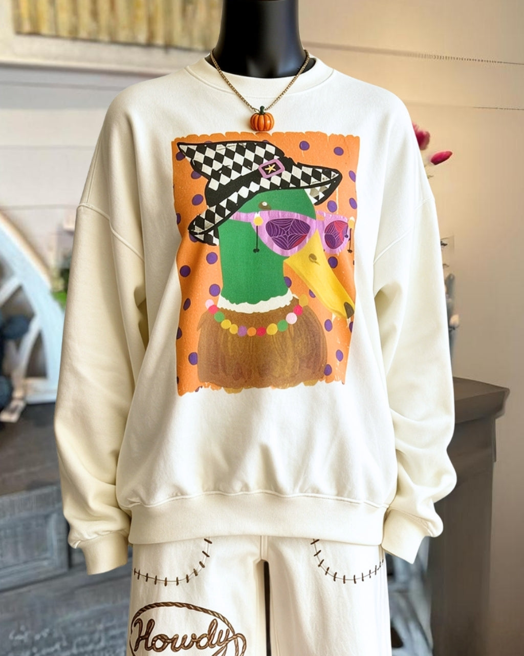 Fun Mallard Duck Print Pullover