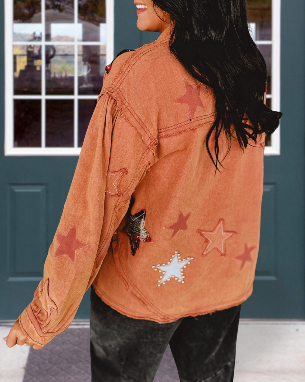 Playful Star Patch Denim Jacket
