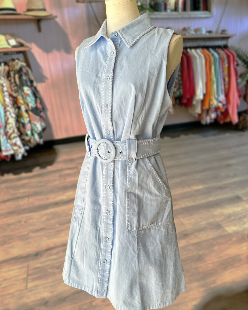 The Blue Bay Belted Collar Dress