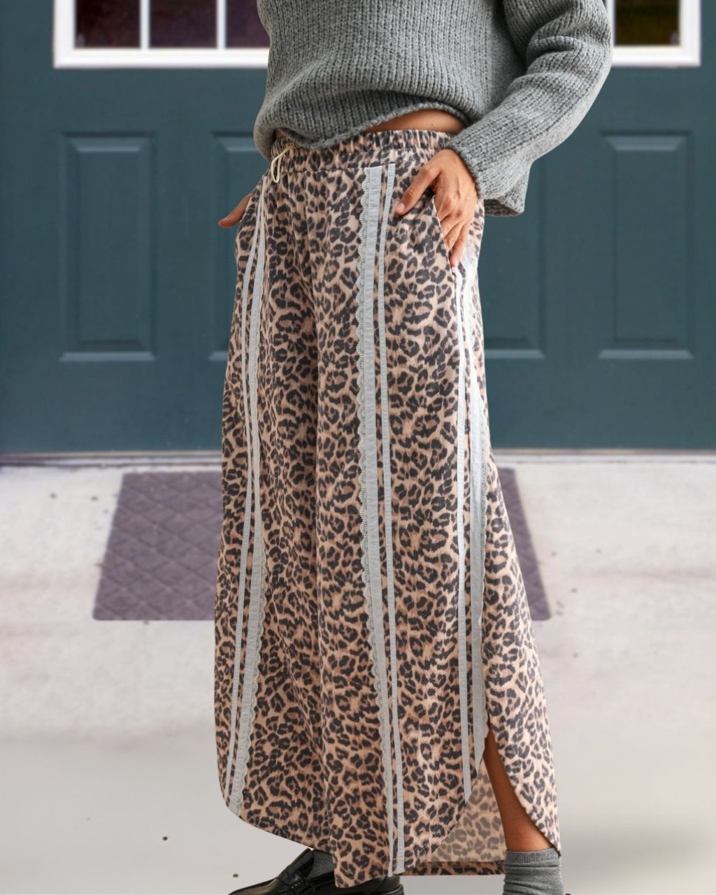 Leopard Print Lace Tulip Pants