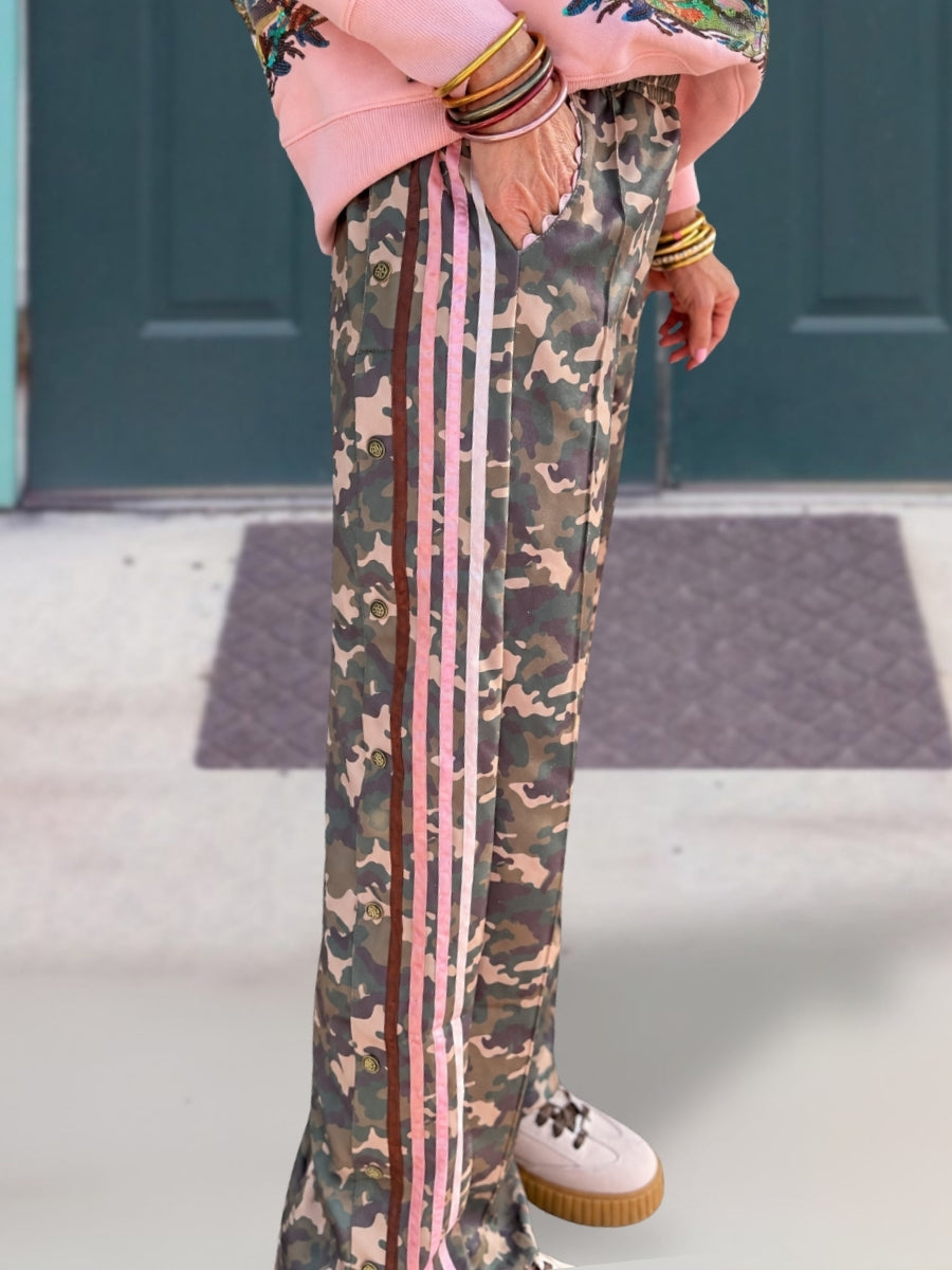 Casual Camouflage Side Stripe Pants