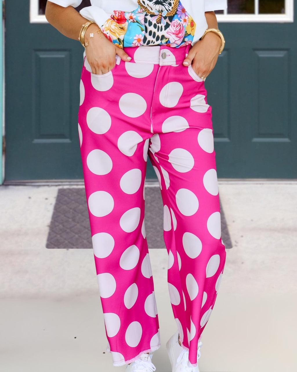 Large Polka-Dot Satin Pants