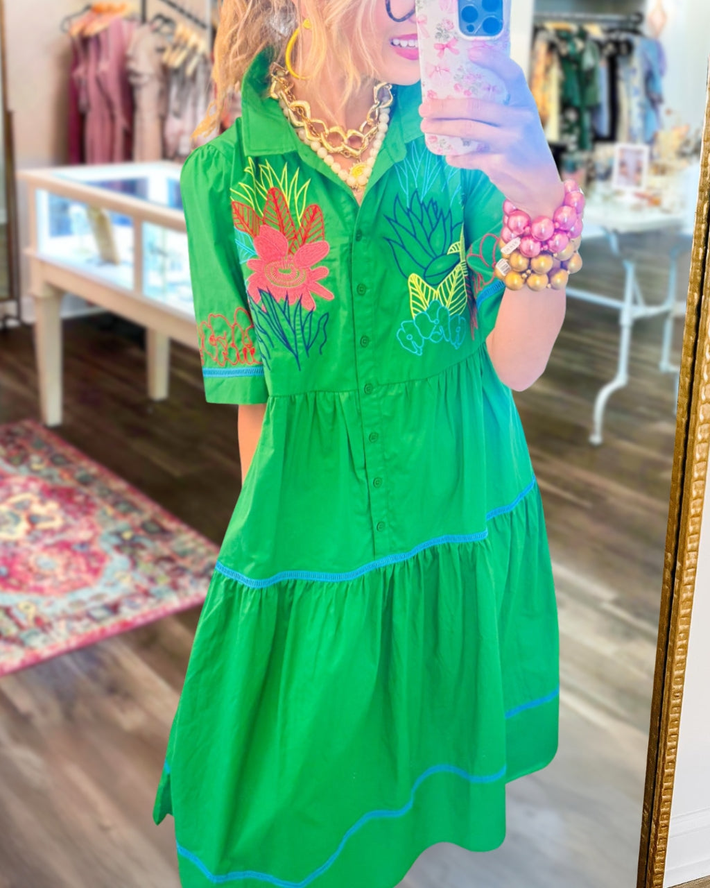 Mixed Floral Embroidered Dress