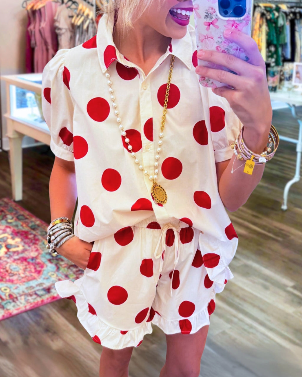 Poplin Polka Dot Shorts Set