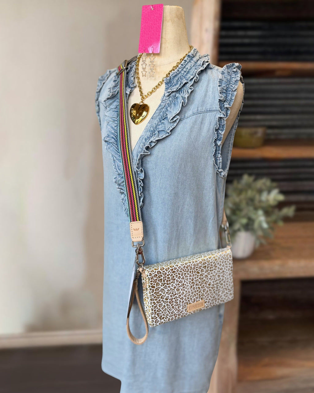 Ruffled Sleeveless Denim Dress