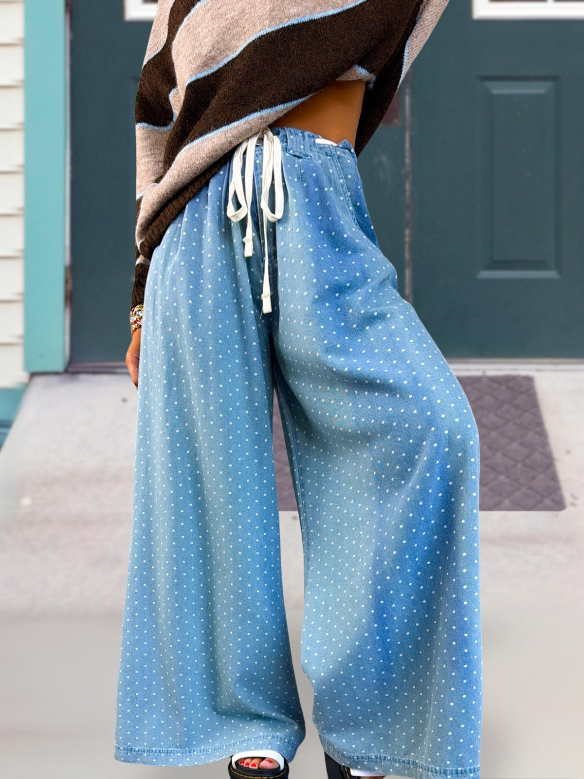 Cute Polka Dot Wide-Leg Pants