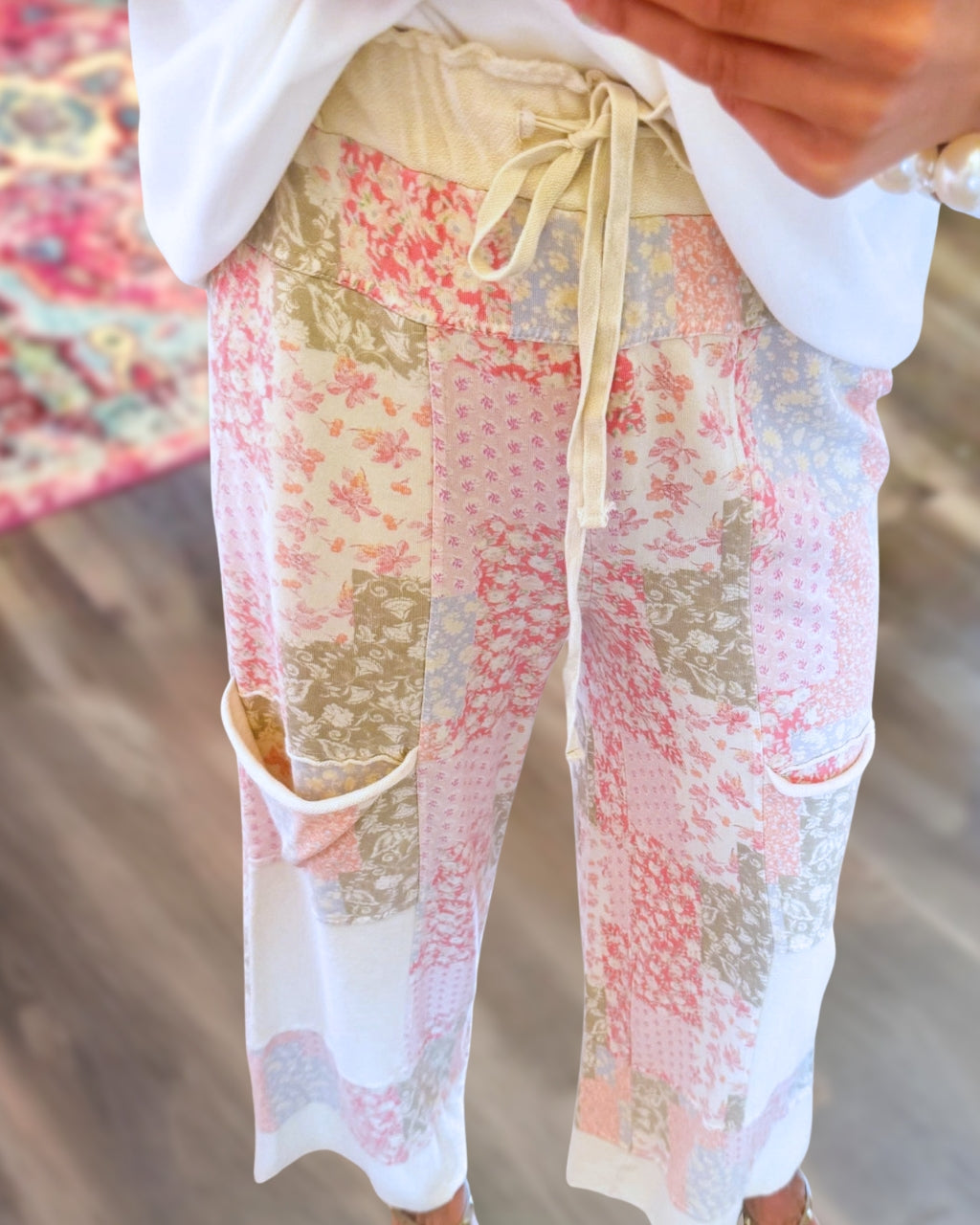 Casual Mixed Floral Patchwork Pants