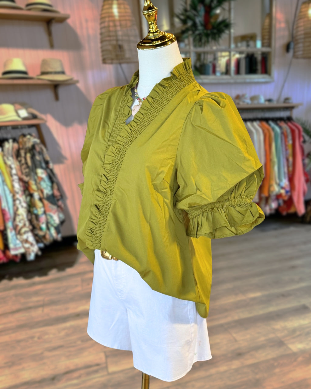 Puff Sleeved Ruffled Top
