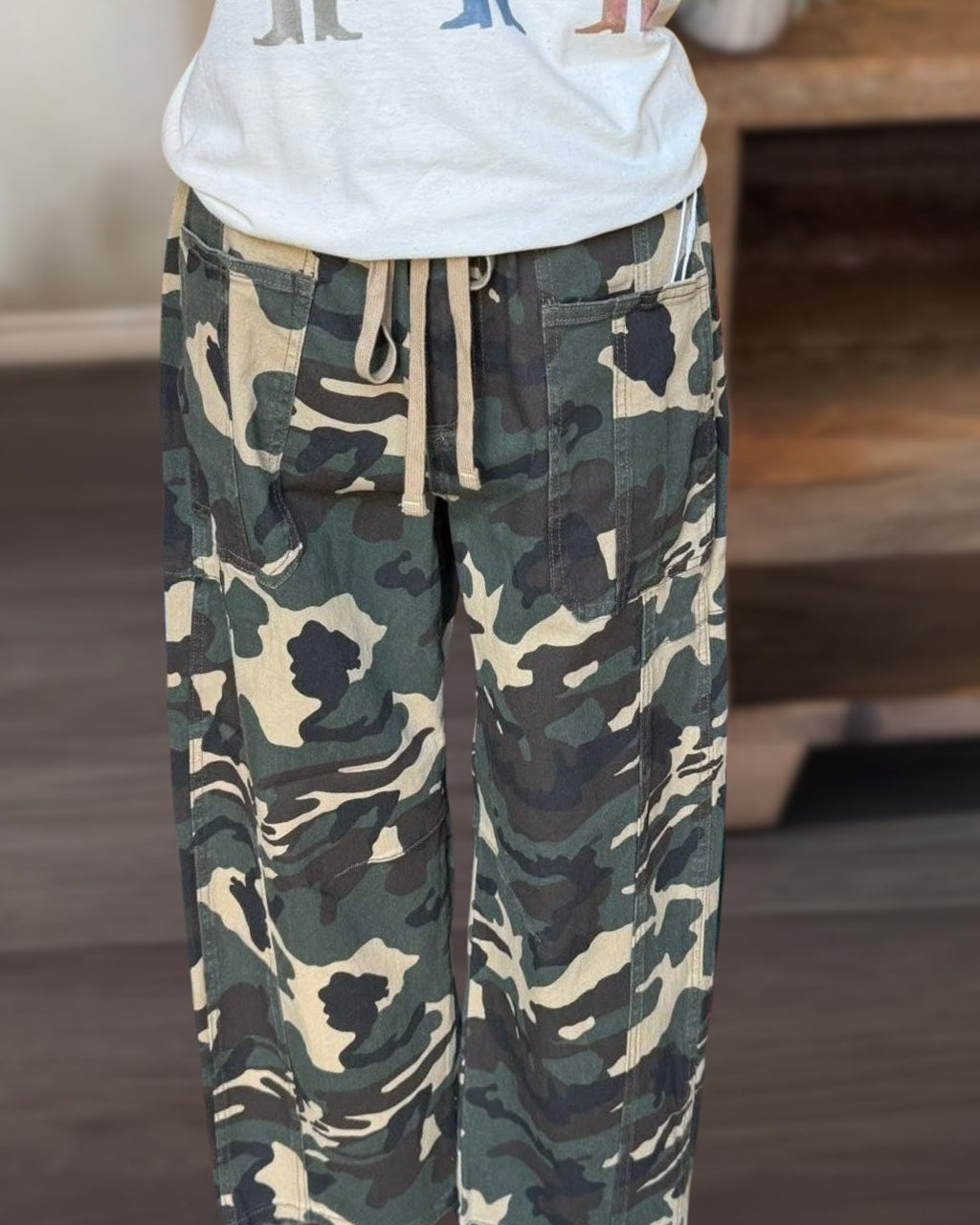 Trendy Camouflage Drawstring Pants