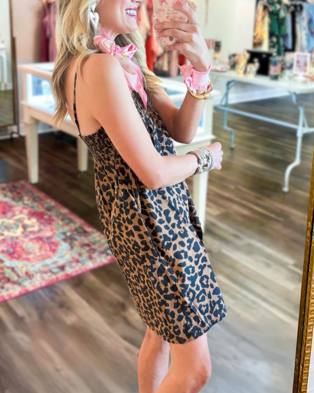 Leopard Pleated Slip Dress