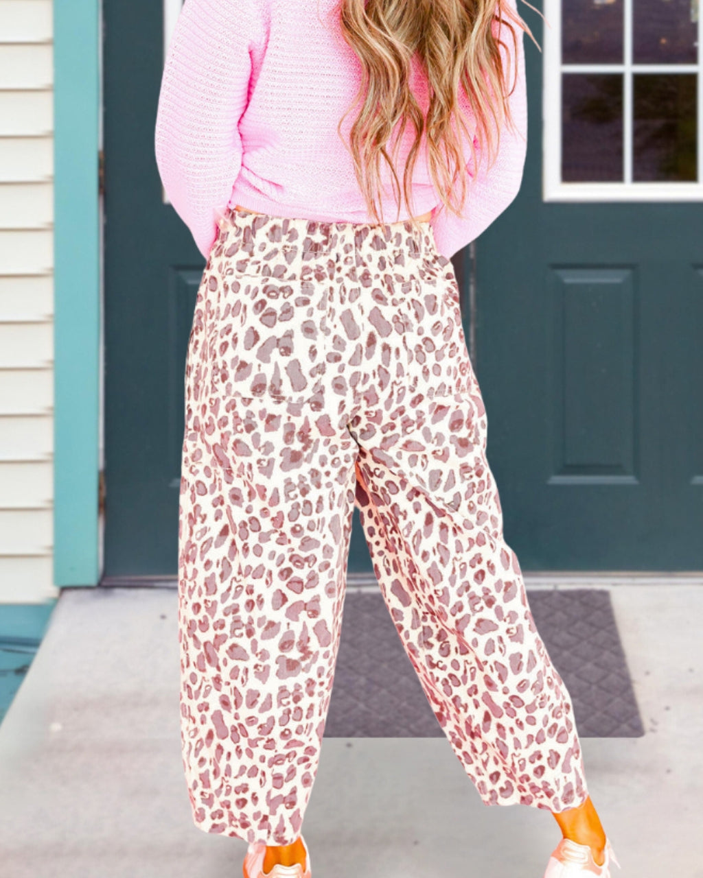 Fashionable Leopard Print Cargo Pants