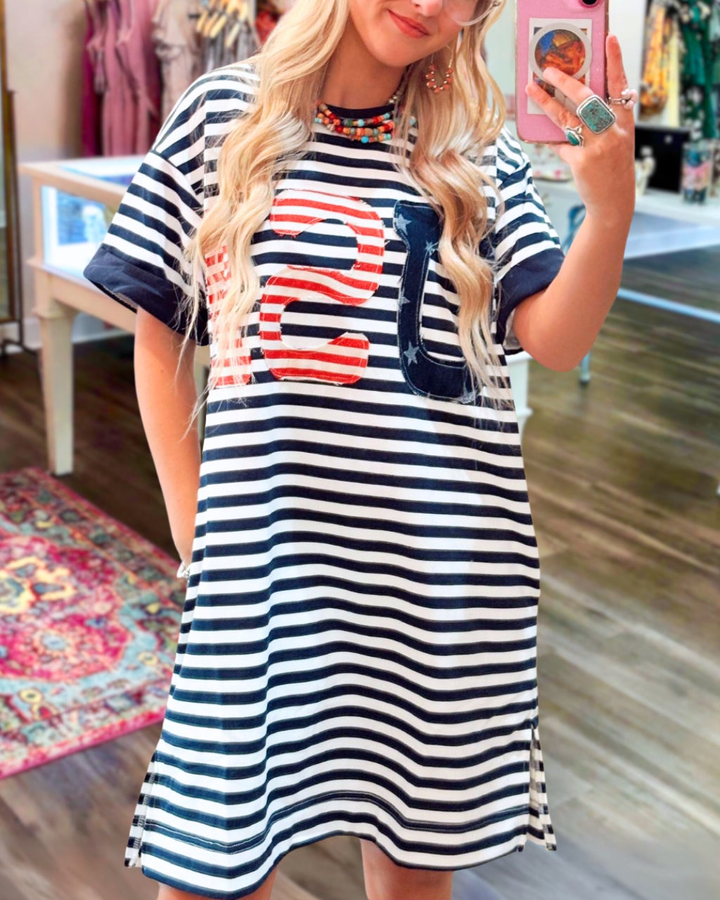 USA Patch Striped Dress