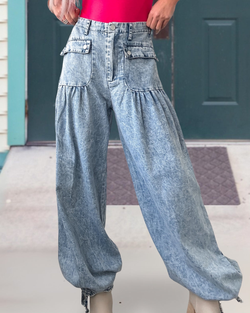 Fashionable Flowy Denim Pants
