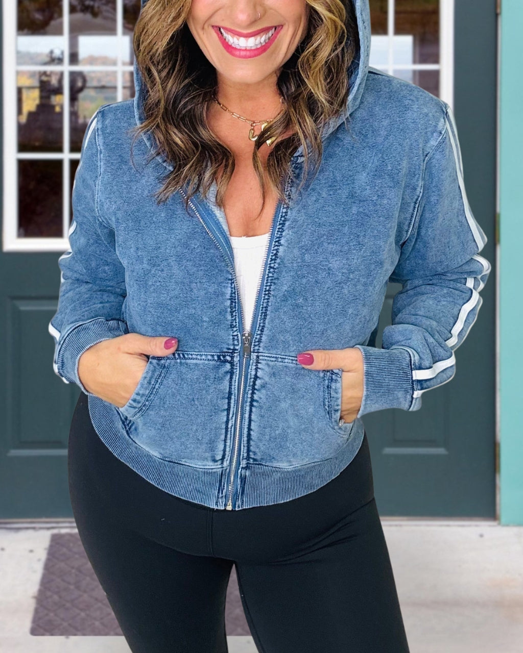 Lively Washed Denim Hooded Jacket