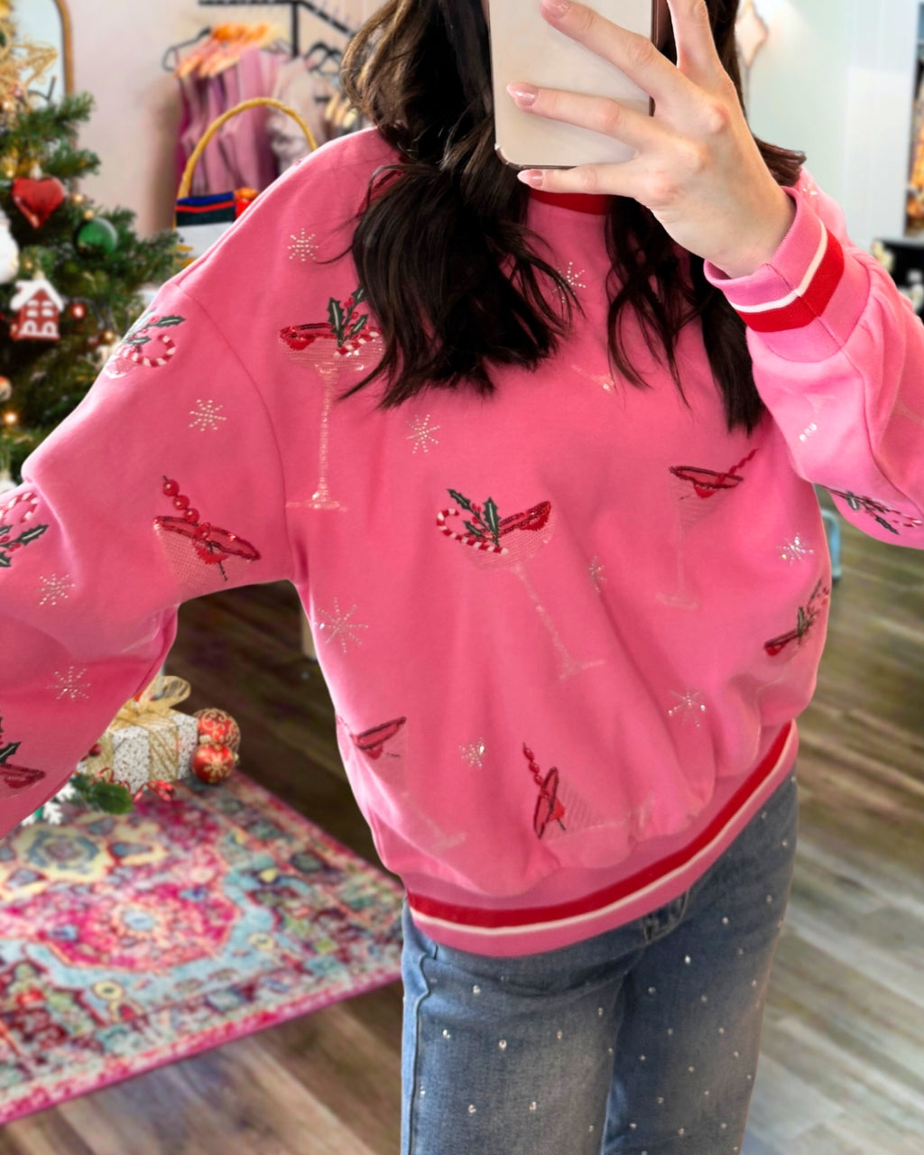 Christmas Goblet Embroidered Sweatshirt