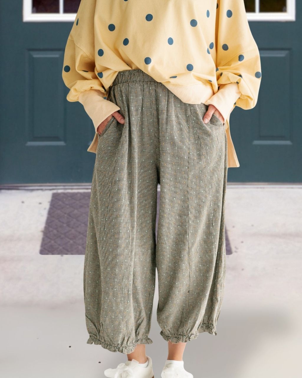 Loose Plaid Ruffle Pants