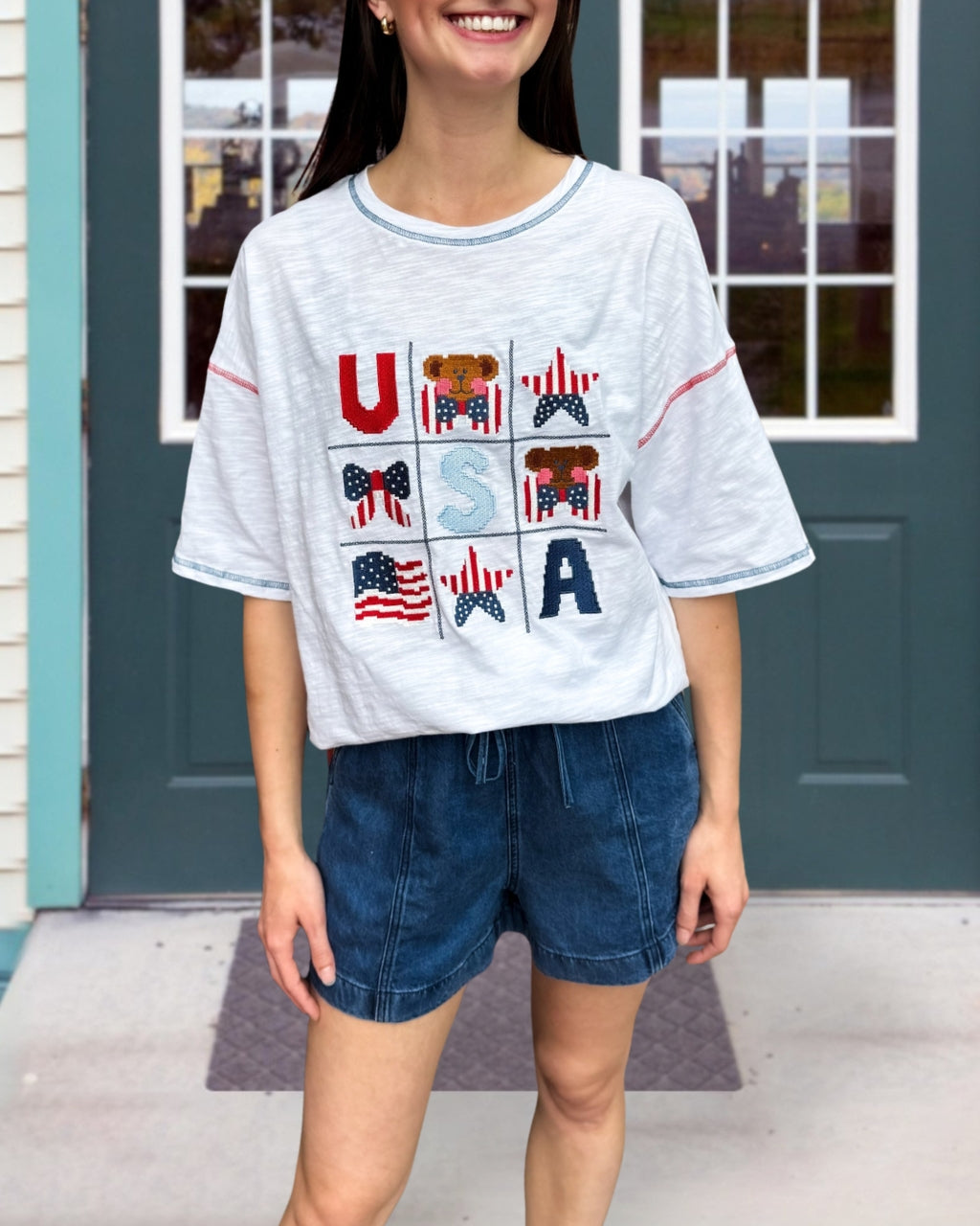 Teddy Bear American Flag T-Shirt