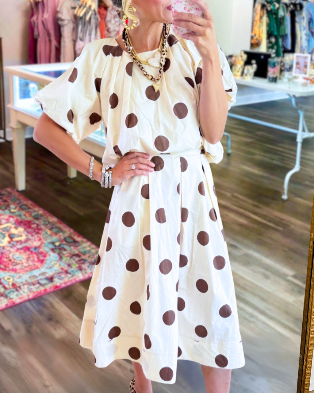 Polka Dot Satin Skirt Set