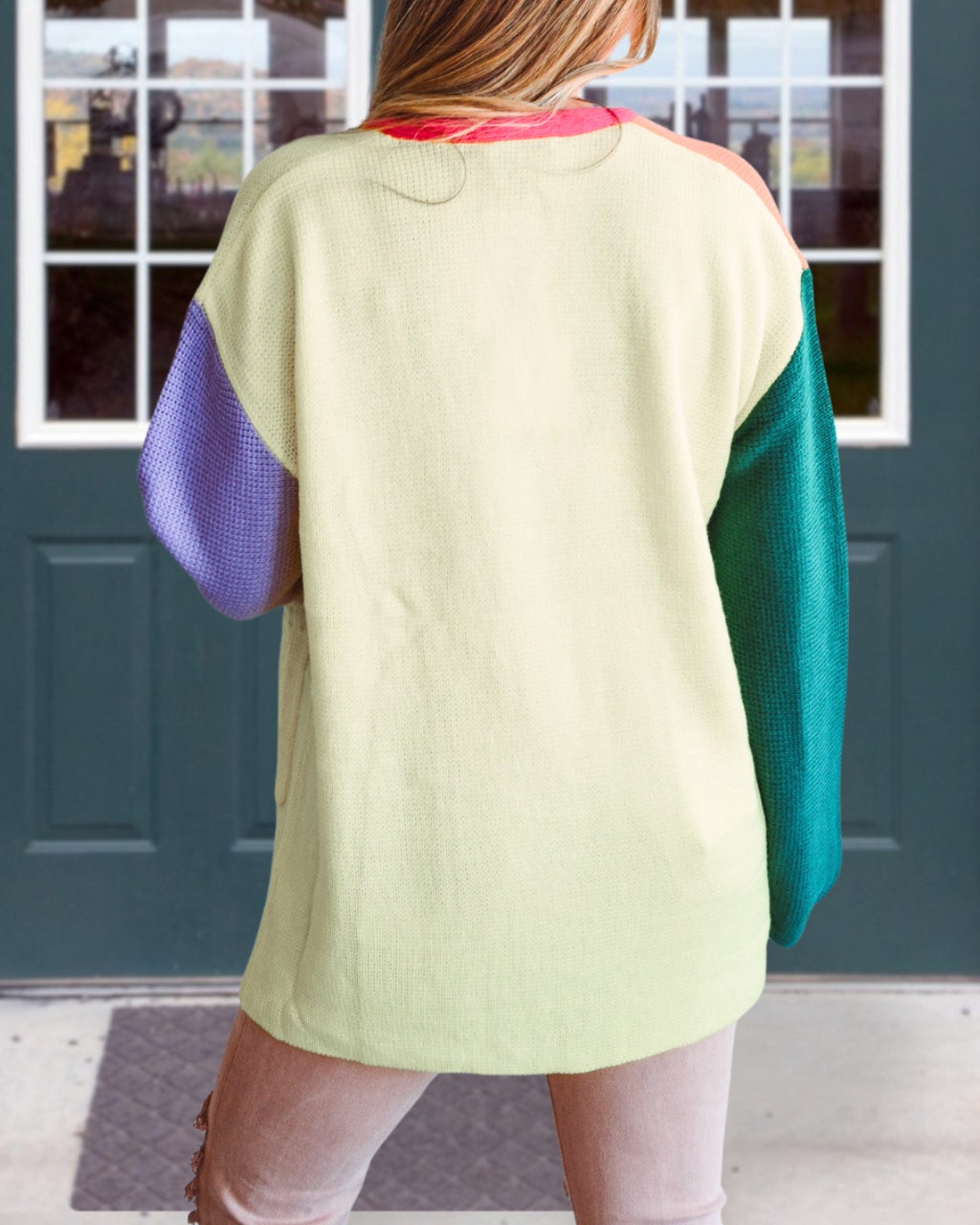 Bold Neon Style Patchwork Cardigan