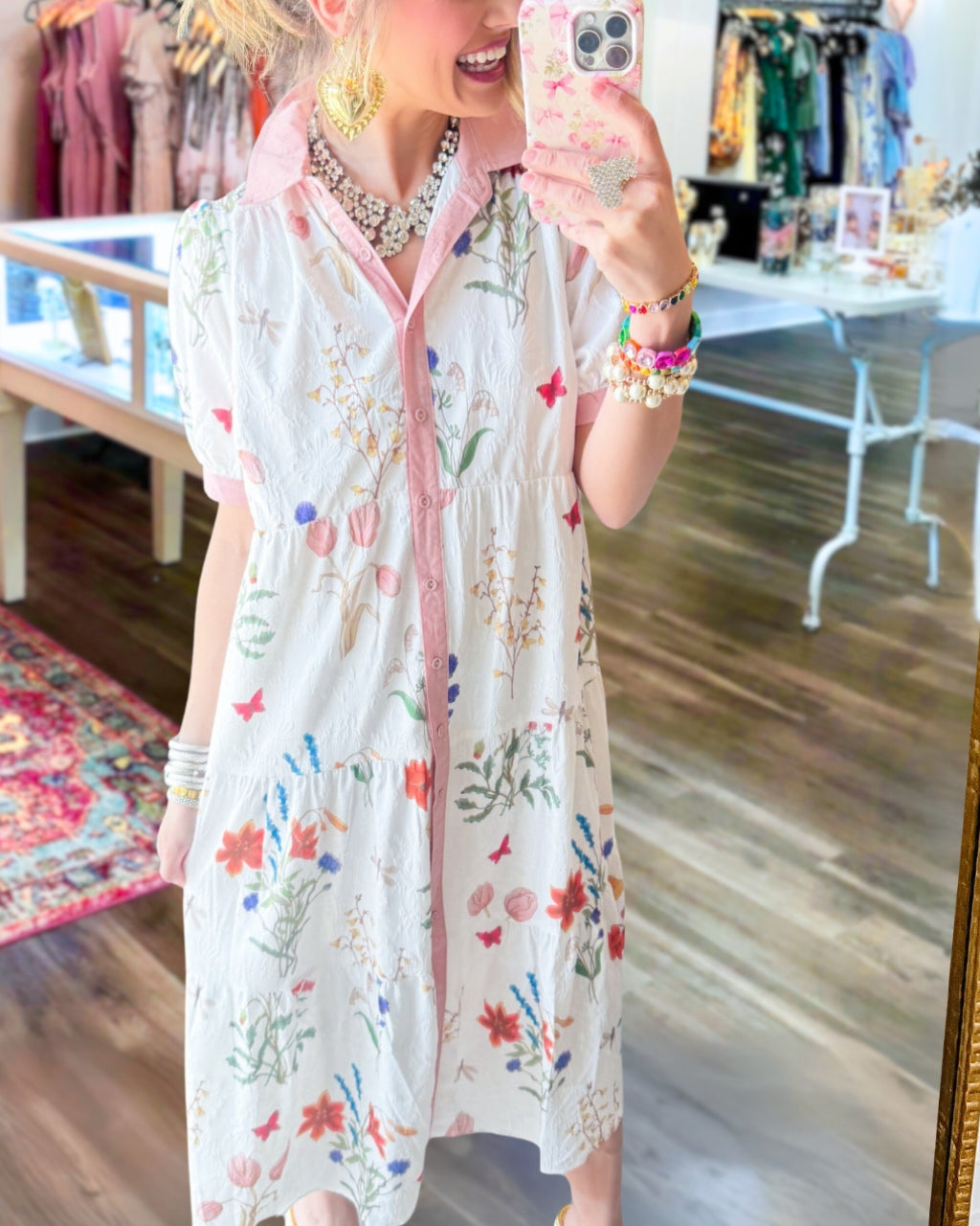Floral Poplin Print Shirt Dress