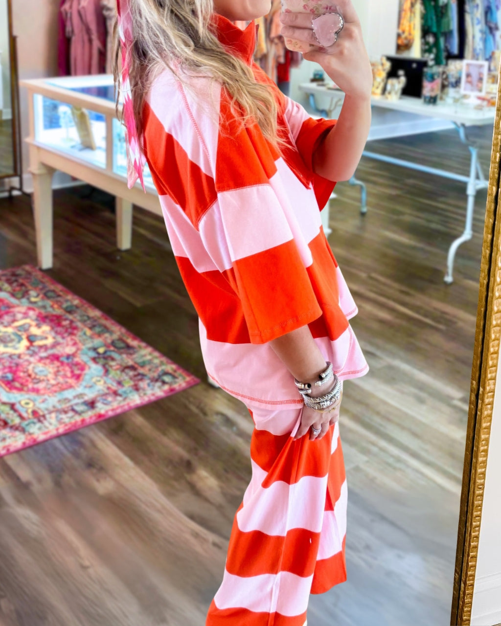 Wide-Stripe Half-Zip Set