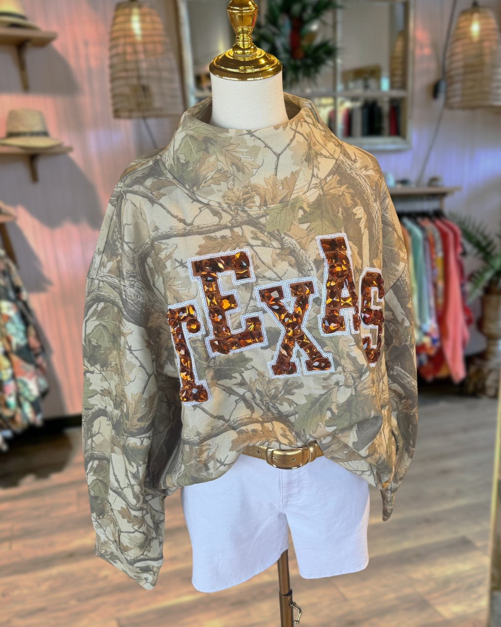 Game Day Camouflage Sequin Rhinestone Pullover