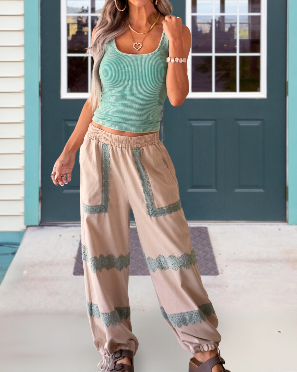 Vintage Lace Detail Boho Pants