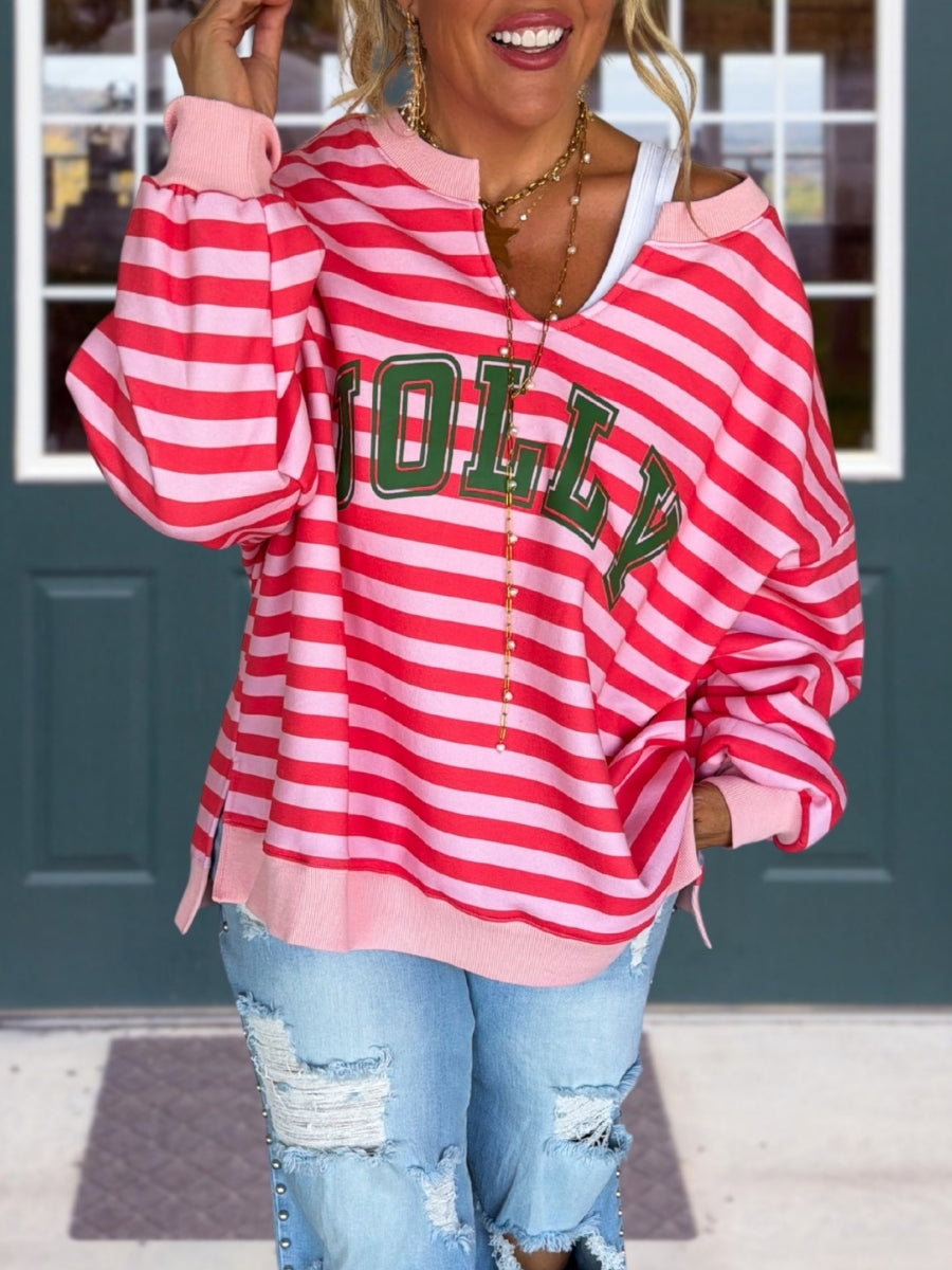 HO HO HO Striped Top