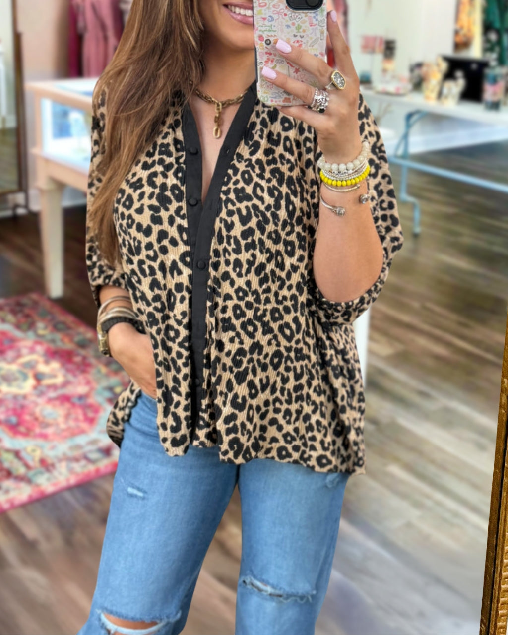 Trendy Leopard Cardigan Top