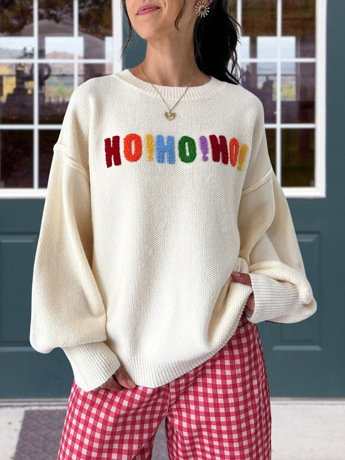 Merry Christmas Colorful Embroidered Pullover