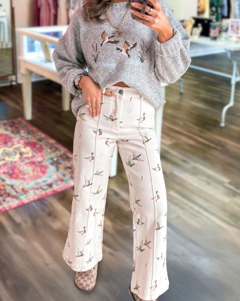 Mallard Duck Print Jeans