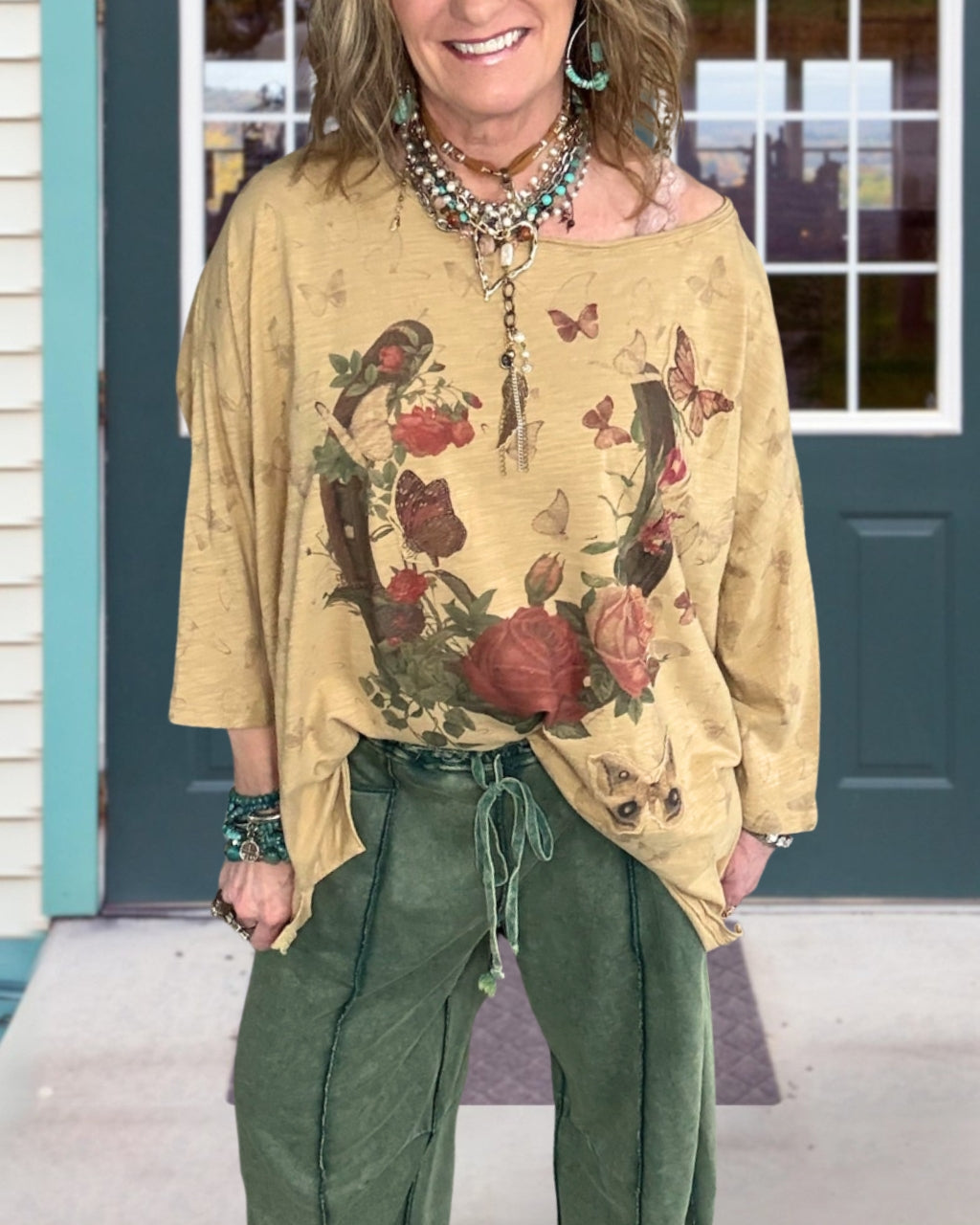 Oversized Butterfly Rose Top