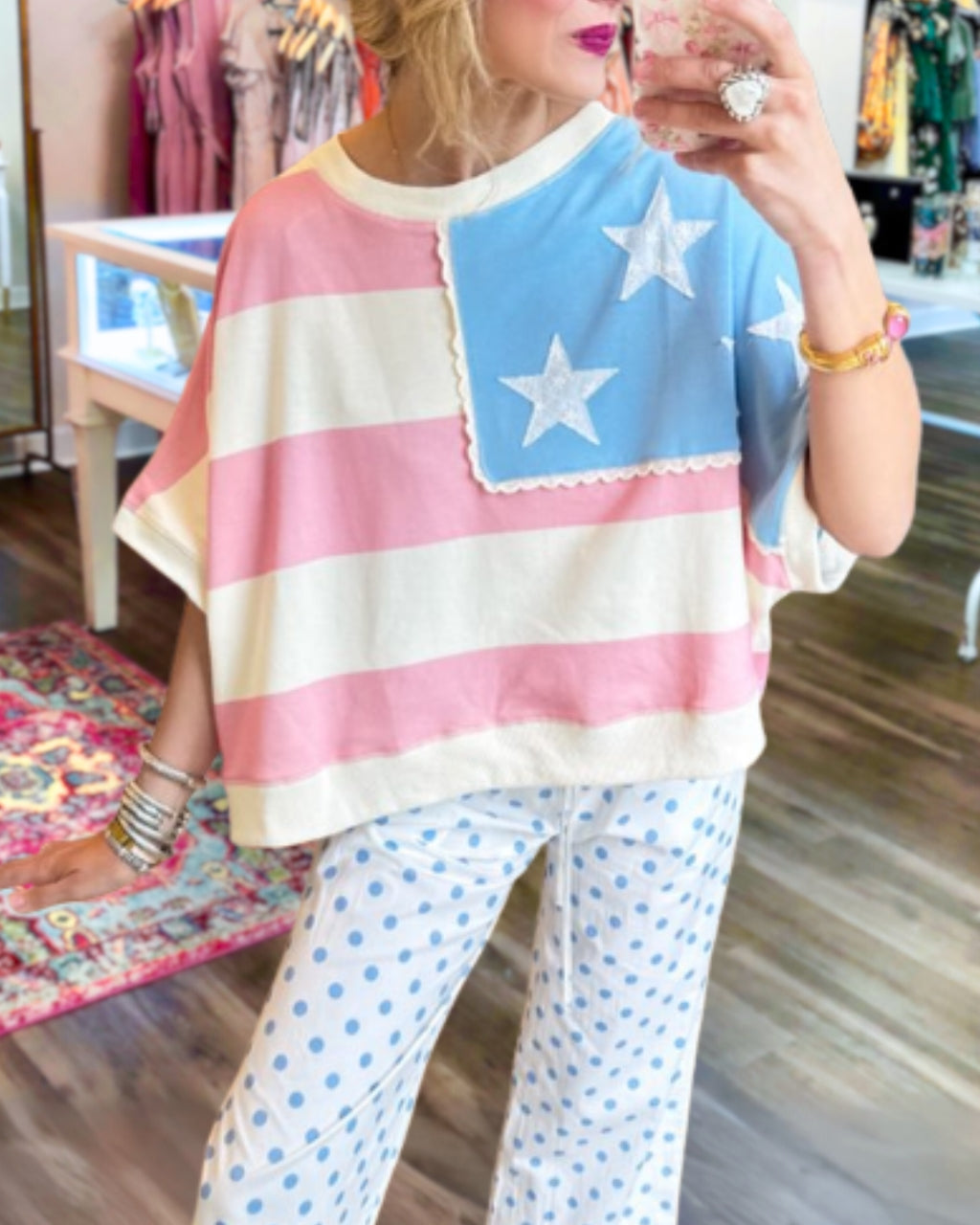 Chic Color-blocked Flag T-shirt