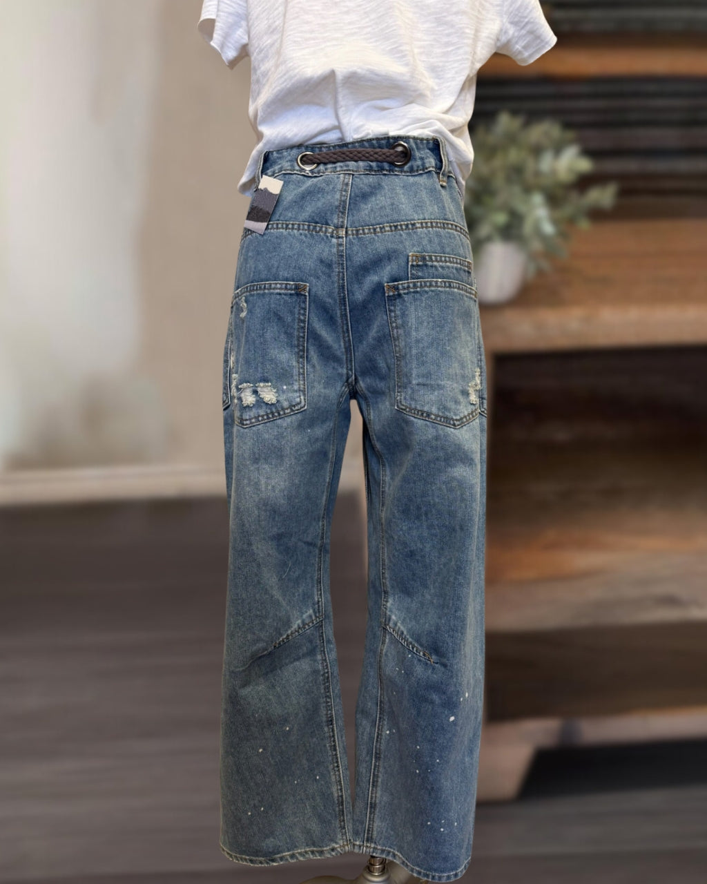 Ripped Paint Spotted Jeans