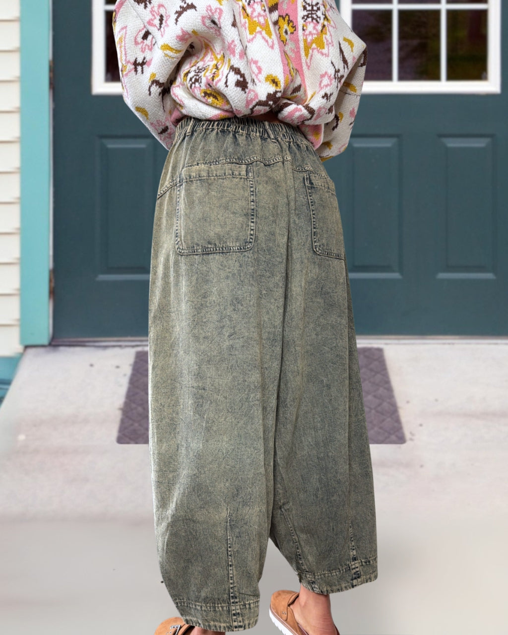 Trendy Denim Barrel Pants